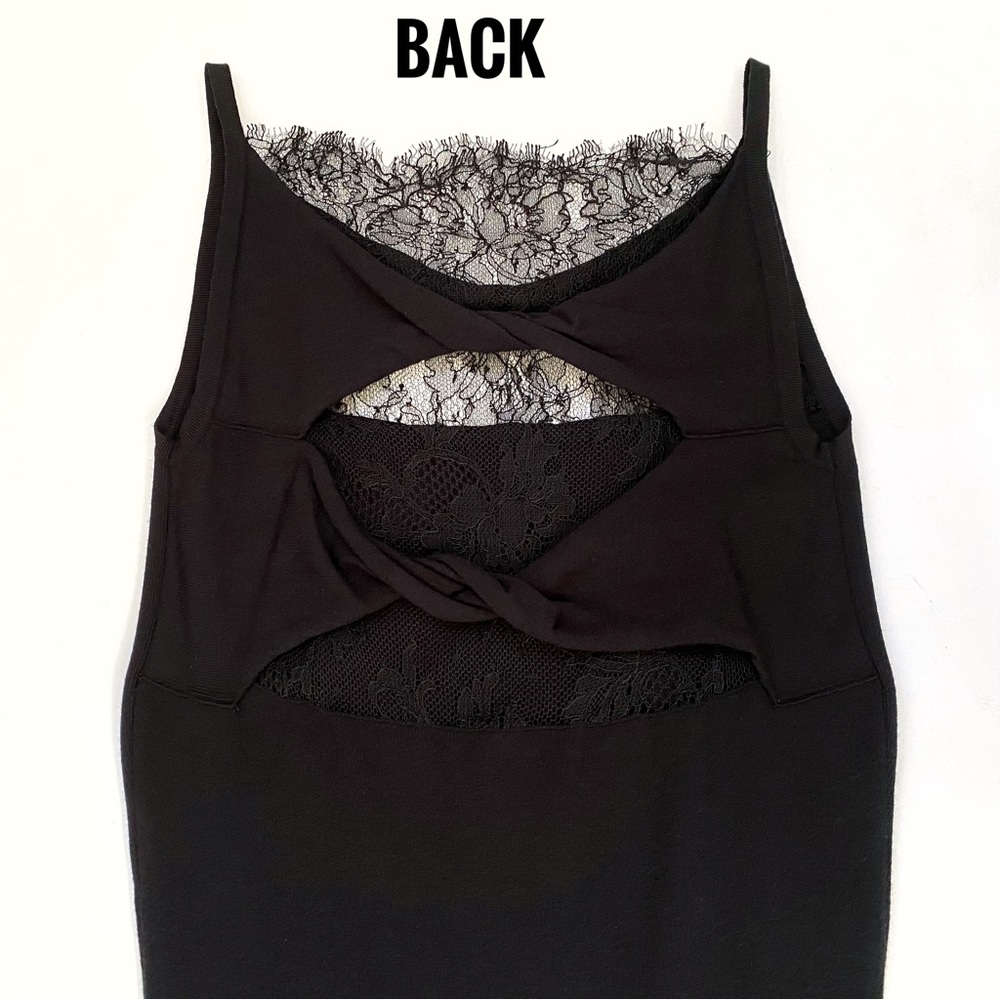 RED VALENTINO sheer lace twist cut out open back knit form fitting midi dress - Picture 7 of 12